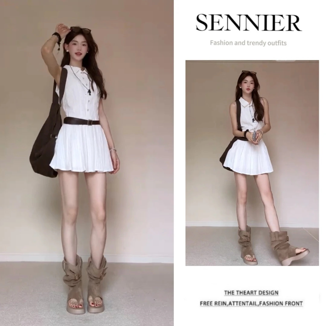 夏季爆款polo领蕾丝连衣裙女夏季新款修身设计感短款a字裙裙子