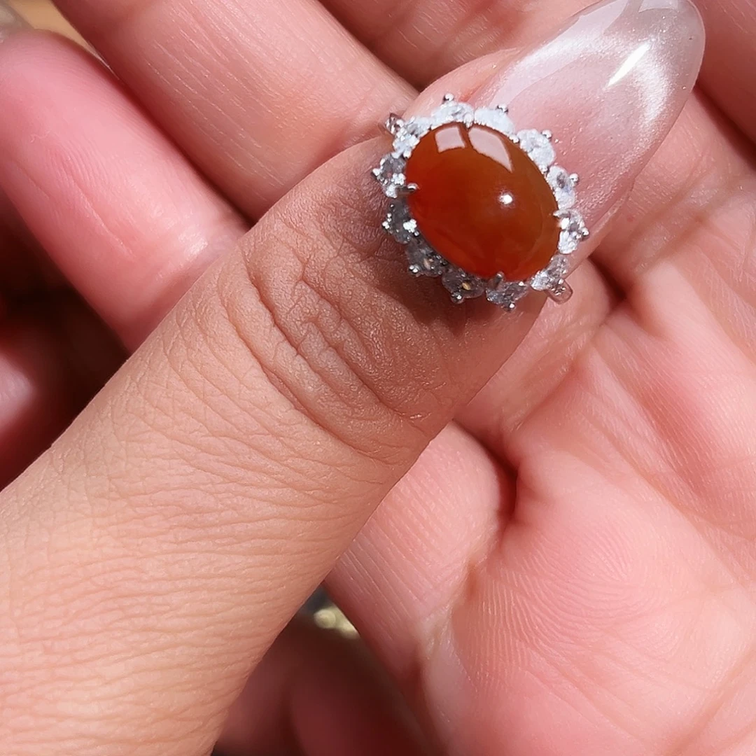 翡翠银S925镶嵌戒指缅甸天然A货翡翠戒指