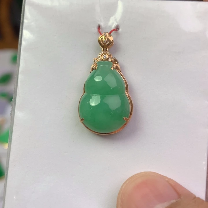 翡翠18K金镶嵌吊坠(不含链)翡翠