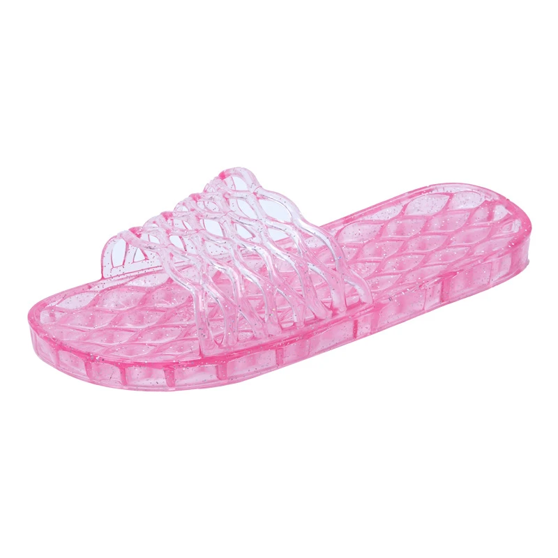 四季通用休闲舒适PVC塑料一字拖日常户外居家个性水晶凉拖鞋