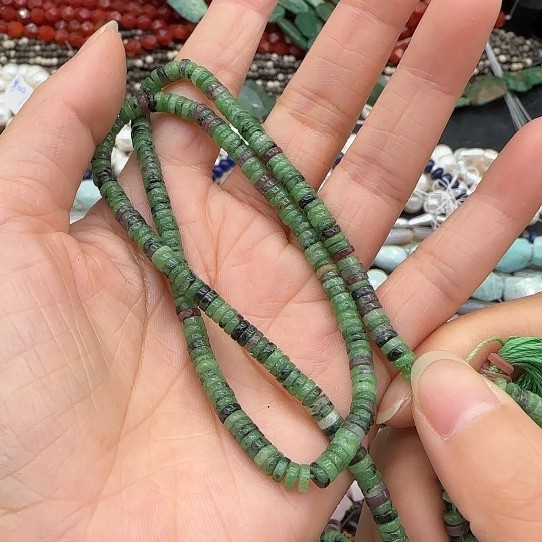 合金玛瑙/玉髓珠宝半成品花绿宝4mm一条