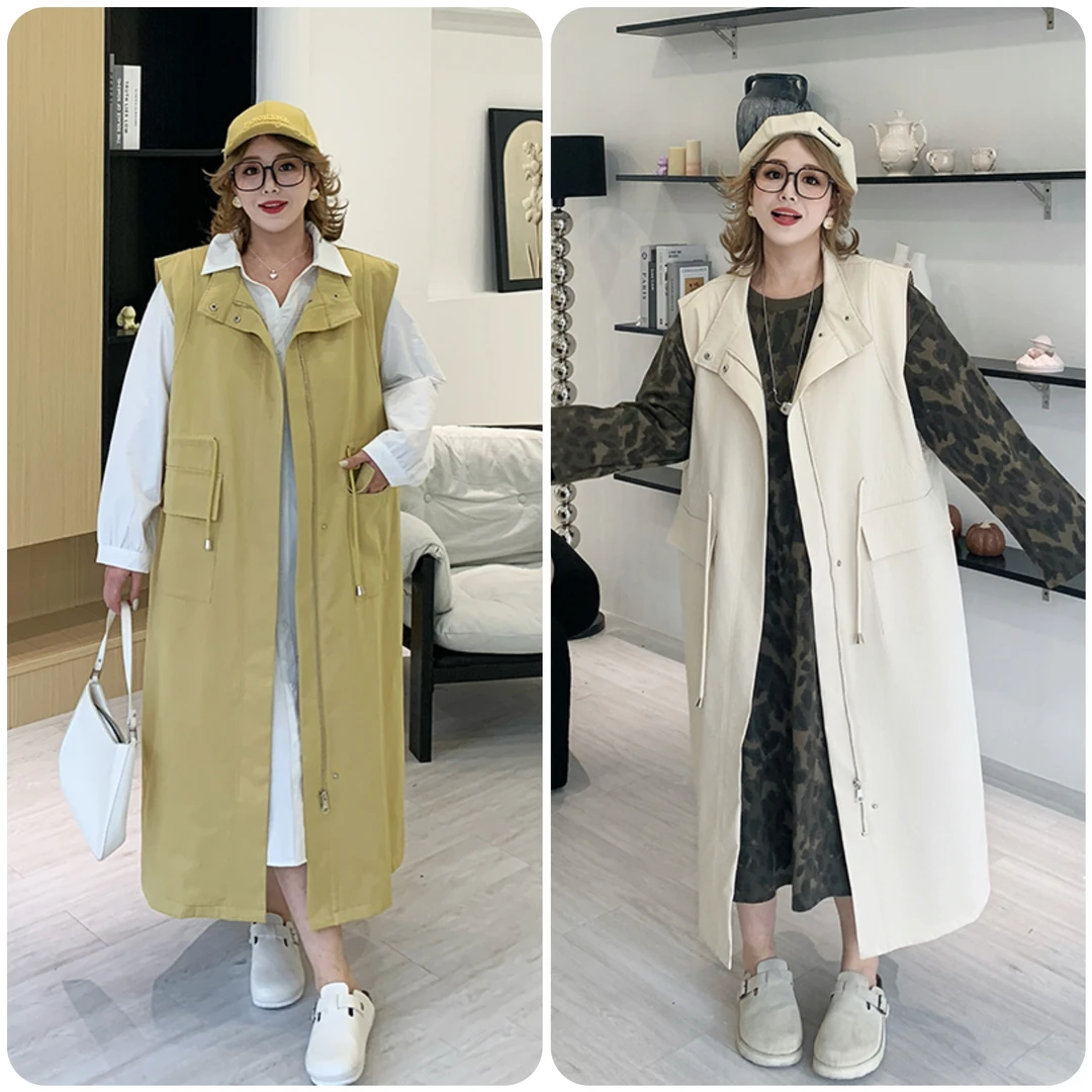 媛子大码【叠穿法则】工装风马甲2025新款百搭宽松抽绳设计感马夹