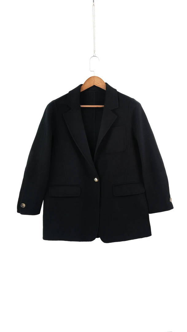 【静姐宠粉】黑色品牌撤柜中长款冬季显瘦双面羊毛女士气质大衣851