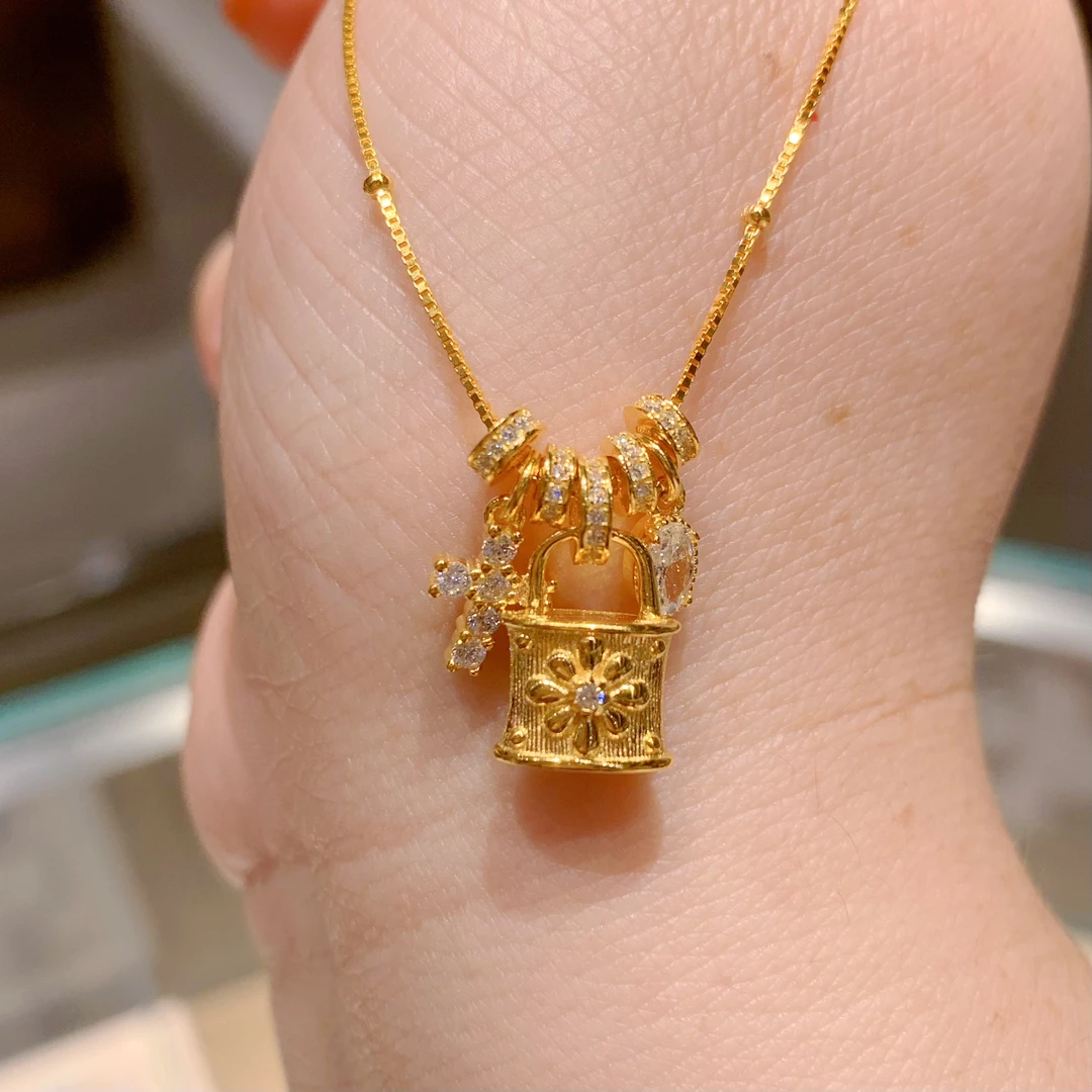 坠链均925银锆石 银克罗心镶嵌吊坠朋克风气质轻奢时尚女王