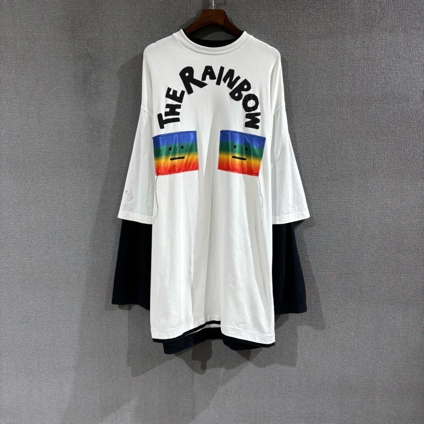99新 Acne studio （pm）彩虹笑脸假两件长袖 xxs/xs码/8334