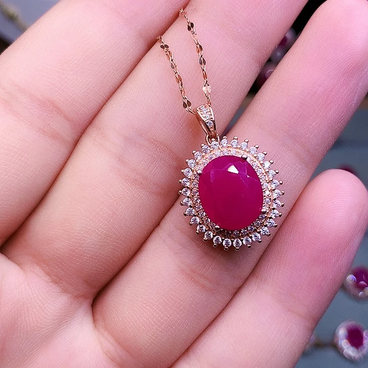 红宝石银S925镶嵌颈饰