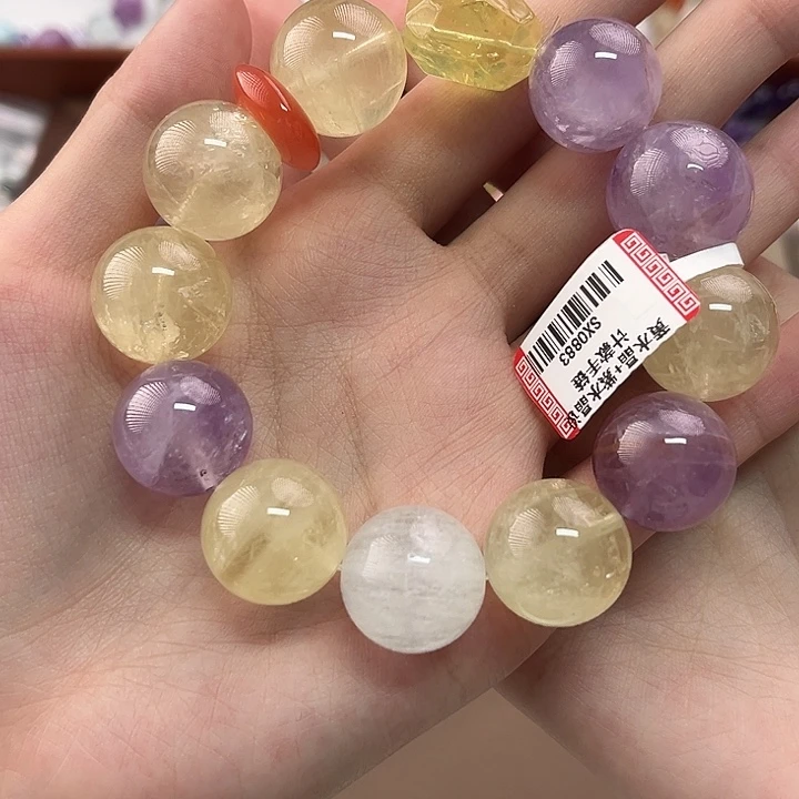 水晶手链未镶嵌黄加紫设计款17-18mm