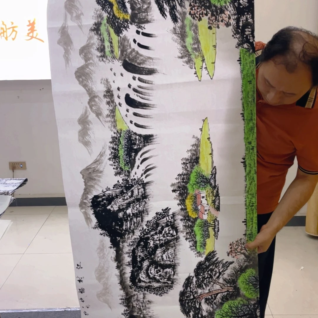国画象山画舫手绘精品