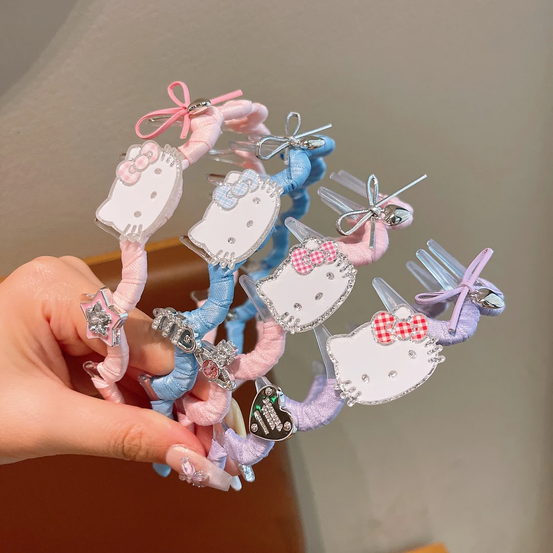韩系可爱kitty猫发箍女童2025新款波浪齿梳防滑洗脸头箍不伤发卡