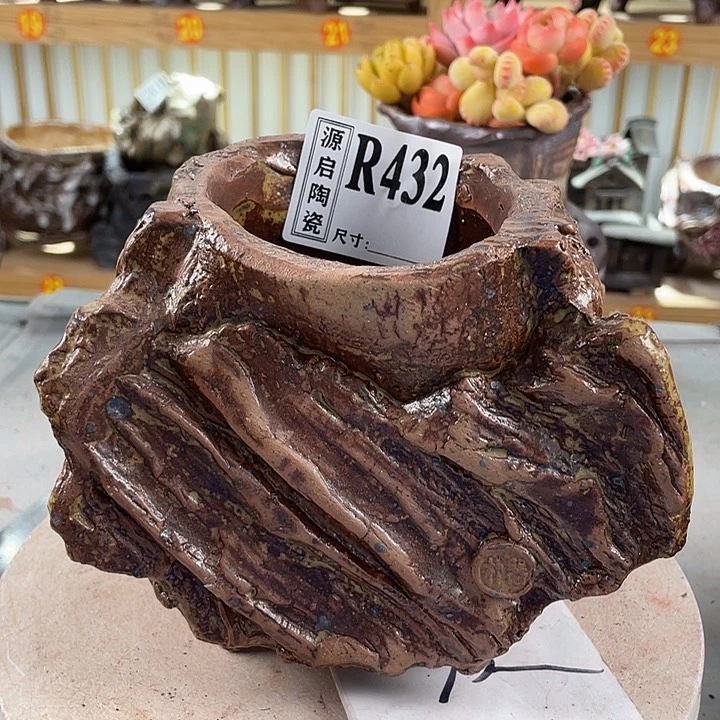 紫砂花盆景德镇陶瓷花盆432