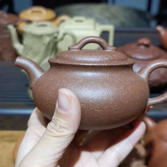 与***勉紫砂茶壶手磨料桃花泥全手工