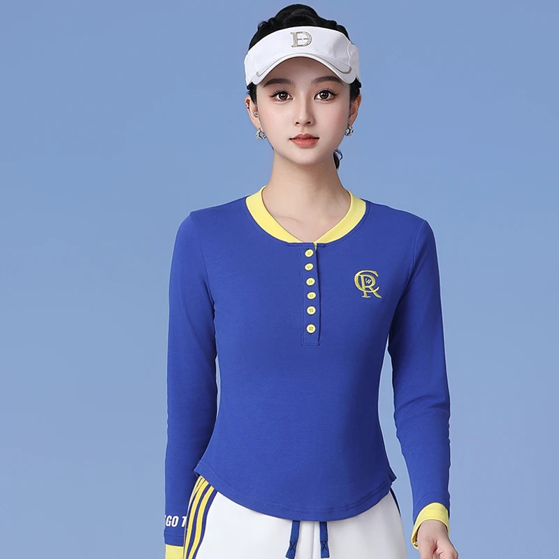 2025春款上新运动T恤休闲时尚长袖广场舞服减龄装