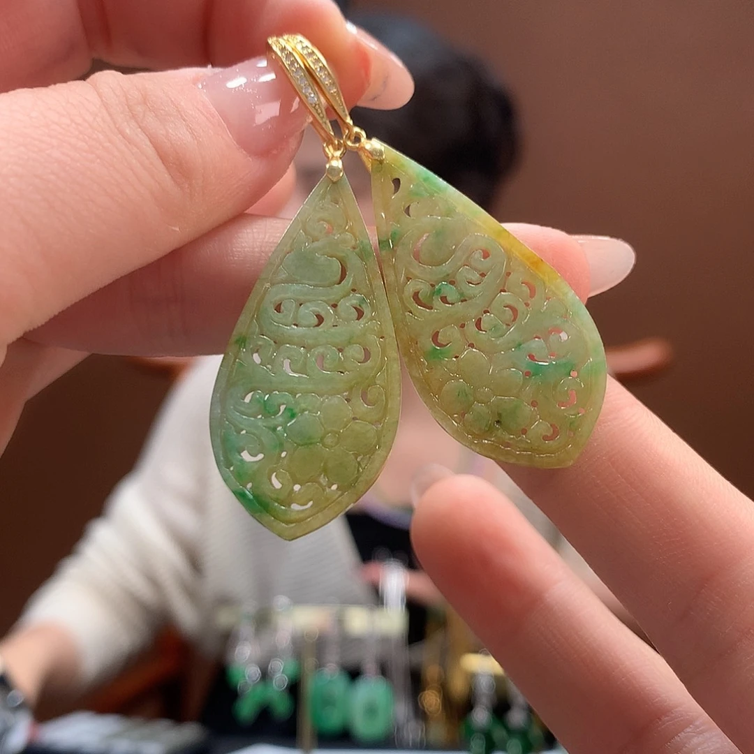 翡翠银S925镶嵌耳饰耳饰