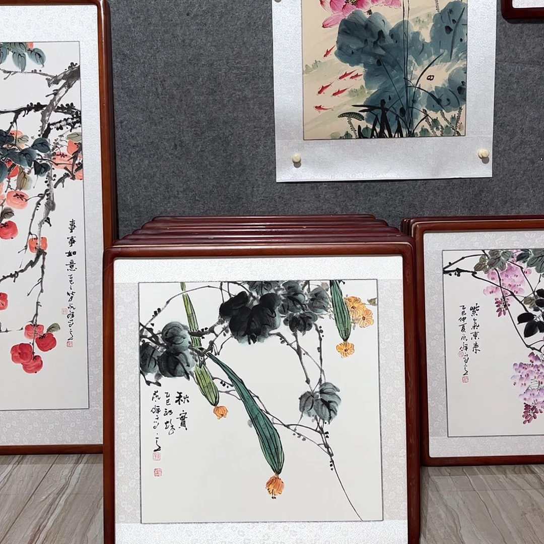 国画书画作品带框63×63