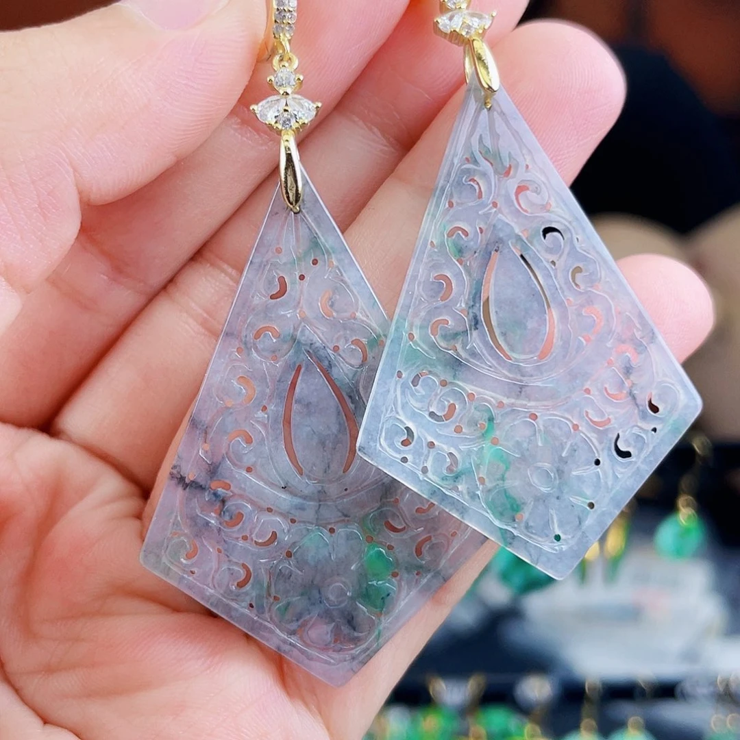 翡翠银S925镶嵌耳饰饰品