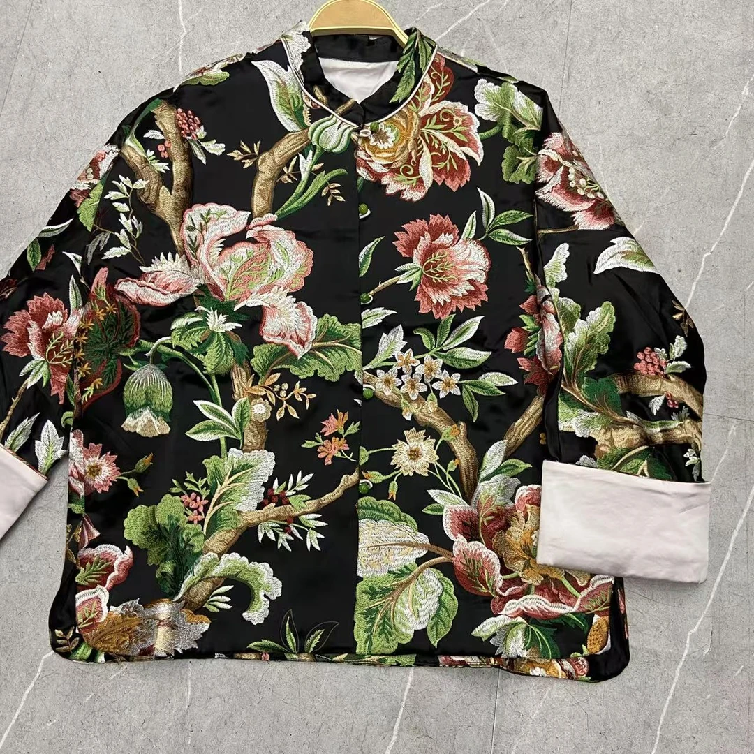 高级感独特新中式女装国风盘扣唐装刺绣外套24072