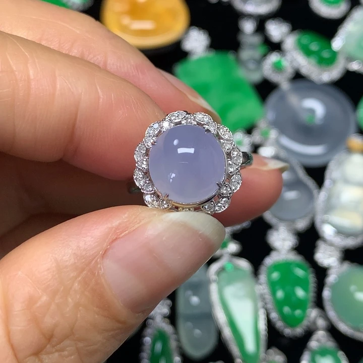 翡翠18K金镶嵌颈饰戒指吊坠两用款