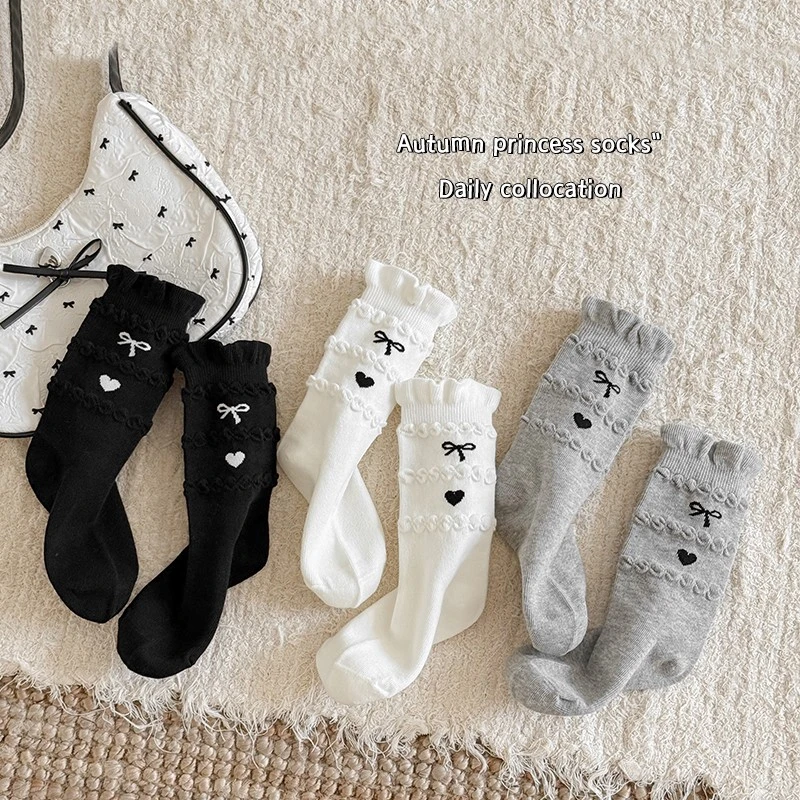 【小菲特童装】韩系无骨袜中筒袜女童秋季泡泡蝴蝶结袜子ZJWZ53539