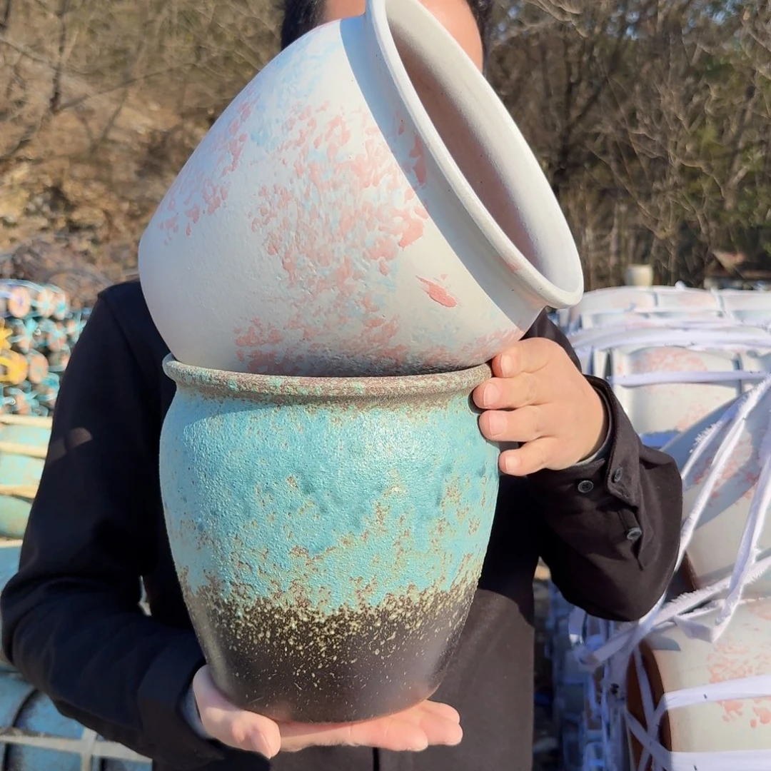 紫砂花盆20高21（两个不大口