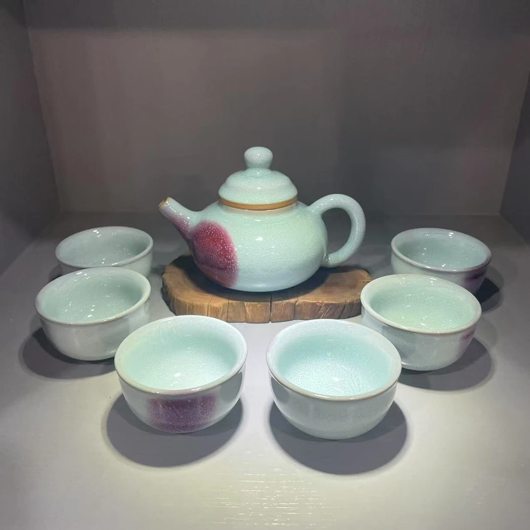 禹州神垕钧瓷功夫茶具套装一壶六杯西施壶主人杯礼盒装伴手礼