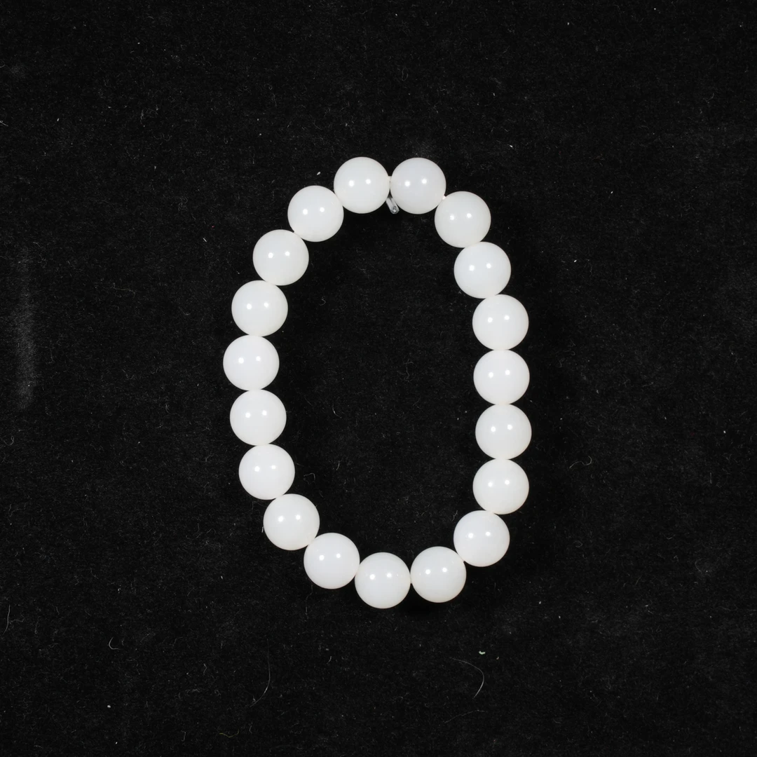 lot27精品老坑和田玉羊脂圆珠手串/保利拍卖