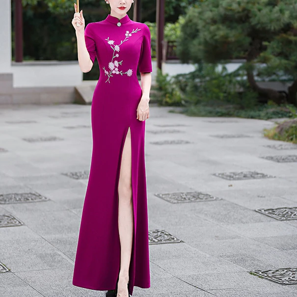 走秀旗袍2025新款年轻款高端气质长款鱼尾舞台演出服舞台模特礼服