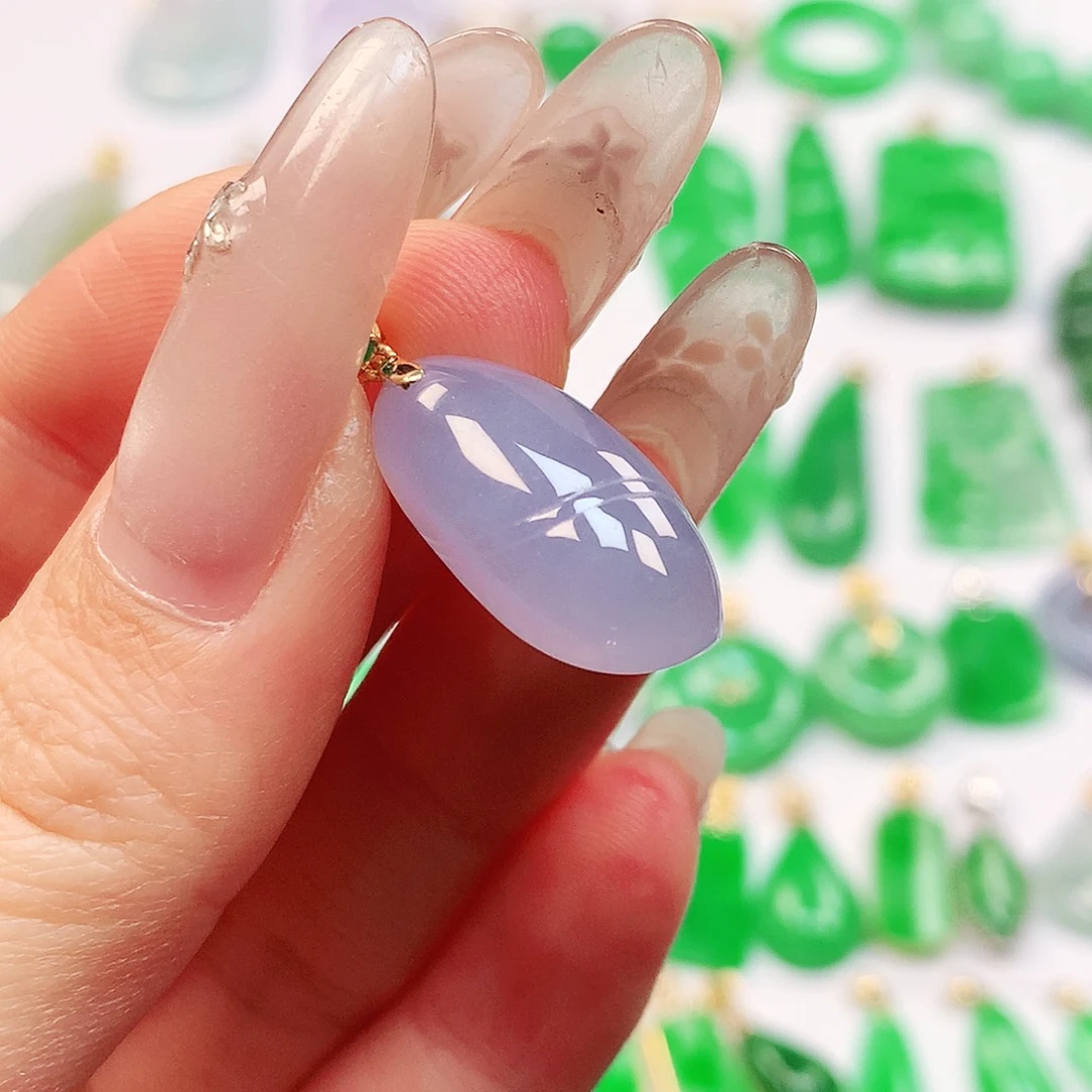 吊坠(不含链)18K金镶嵌翡翠