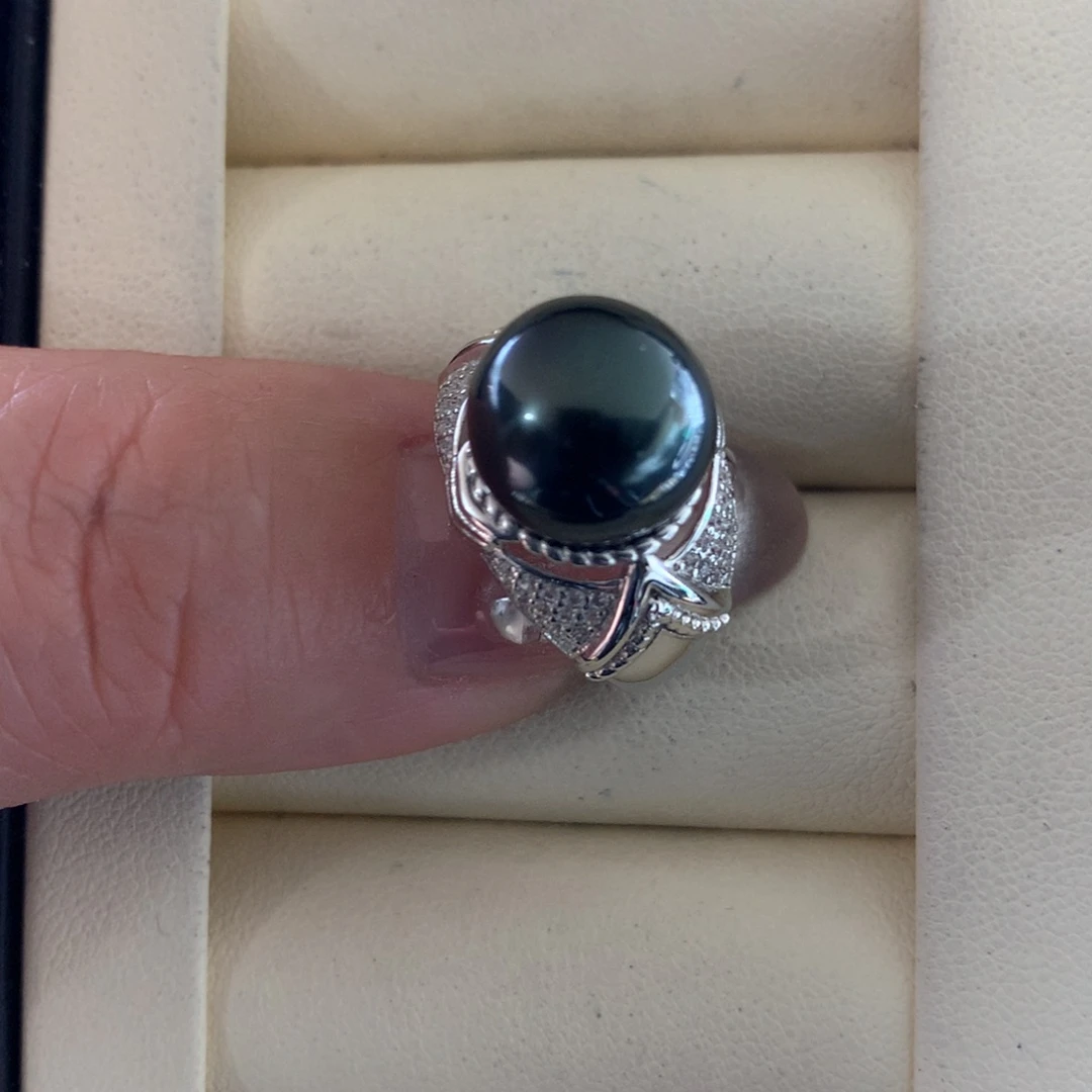 海水珍珠戒指银S925镶嵌