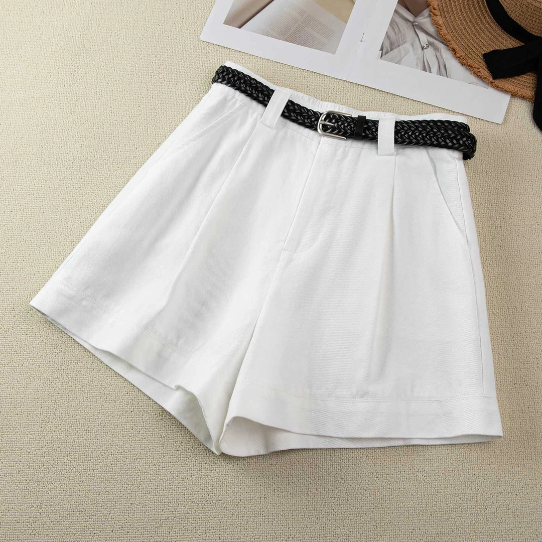 2025夏季新款韩版时尚休闲高腰显瘦百搭休闲短裤阔腿裤女