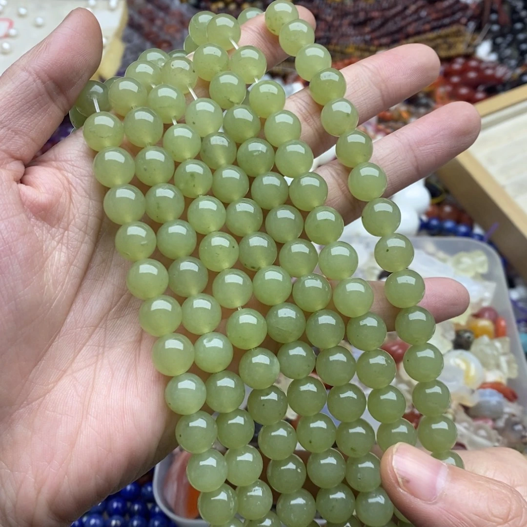 玛瑙/玉髓未镶嵌珠宝半成品一条微瑕10mm晴水绿玉髓圆珠