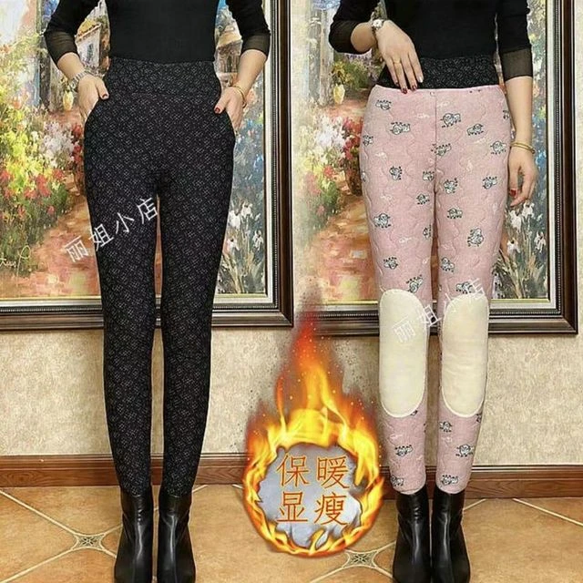 装秋冬保暖加厚高腰中老年修身护腰妈妈护膝棉裤显瘦外穿抗寒冬季