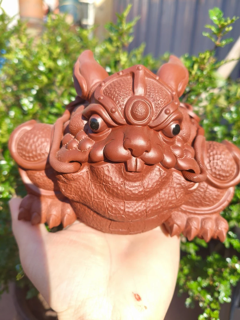 宜兴紫砂朱泥大兔蟾长15厘米宽15厘米高11厘米