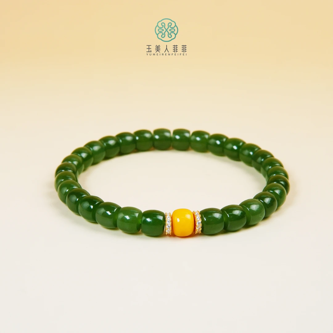 菲菲珠宝好*和田玉直切单圈手串约6.5mm+ 多样性发一