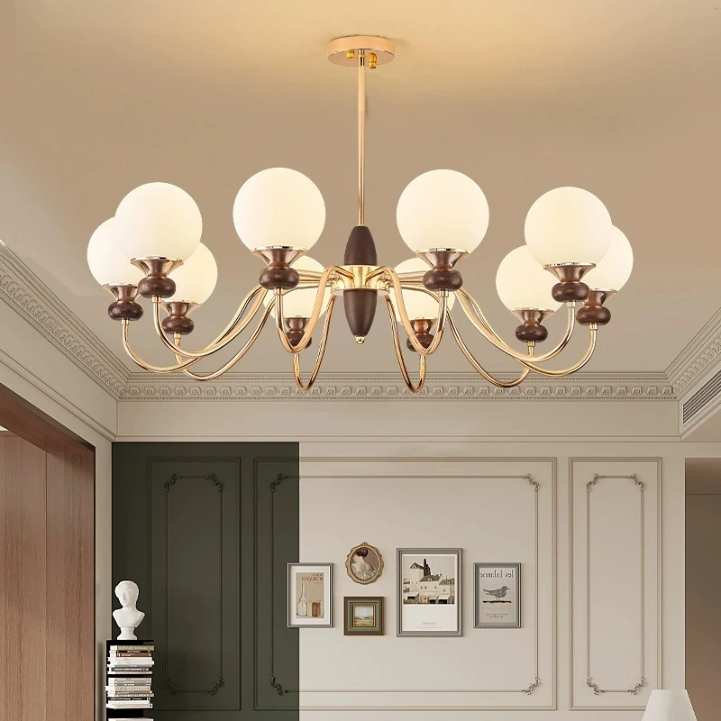 美式复古客厅吊灯2025新款中古魔豆客厅主灯餐厅卧室吊灯中山灯具