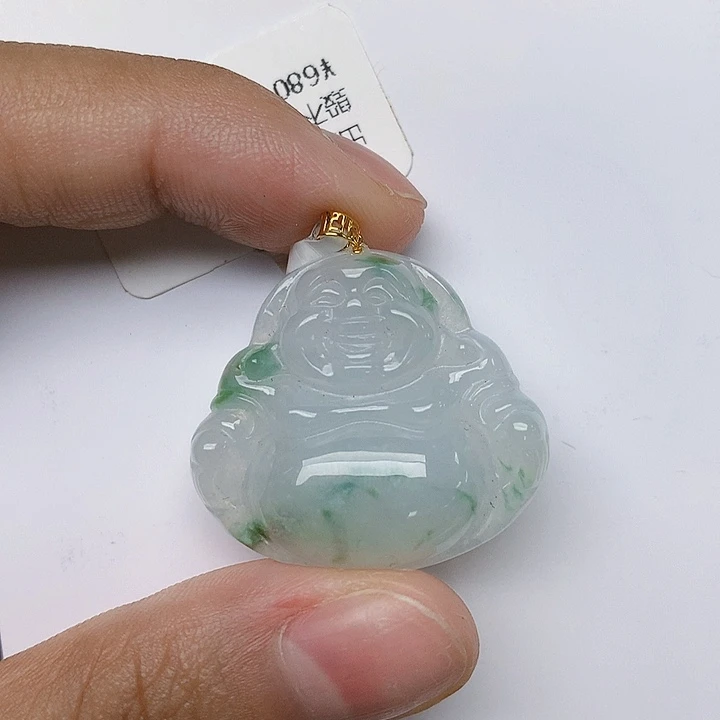 颈饰18K金镶嵌翡翠天然翡翠