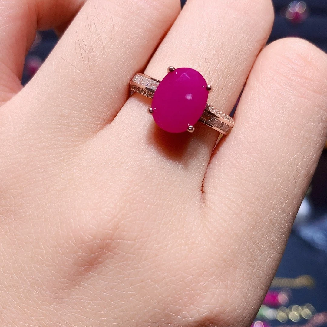 戒指银S925镶嵌红宝石