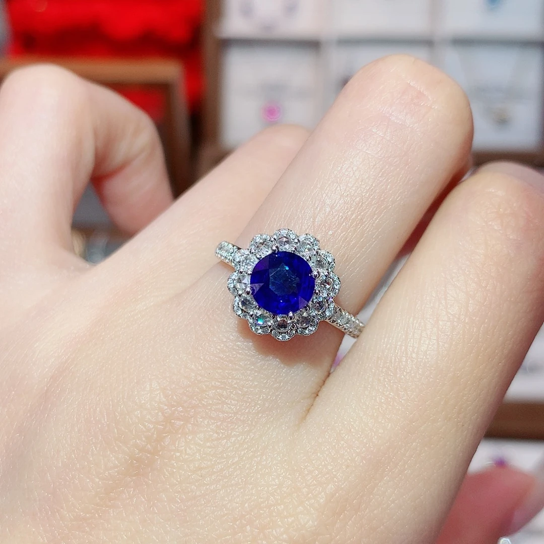 戒指蓝宝石18K金镶嵌1.22ct/天然宝石/七天无理由