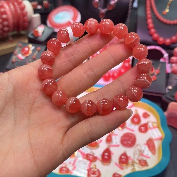 菱锰矿（红纹石）未镶嵌手绳