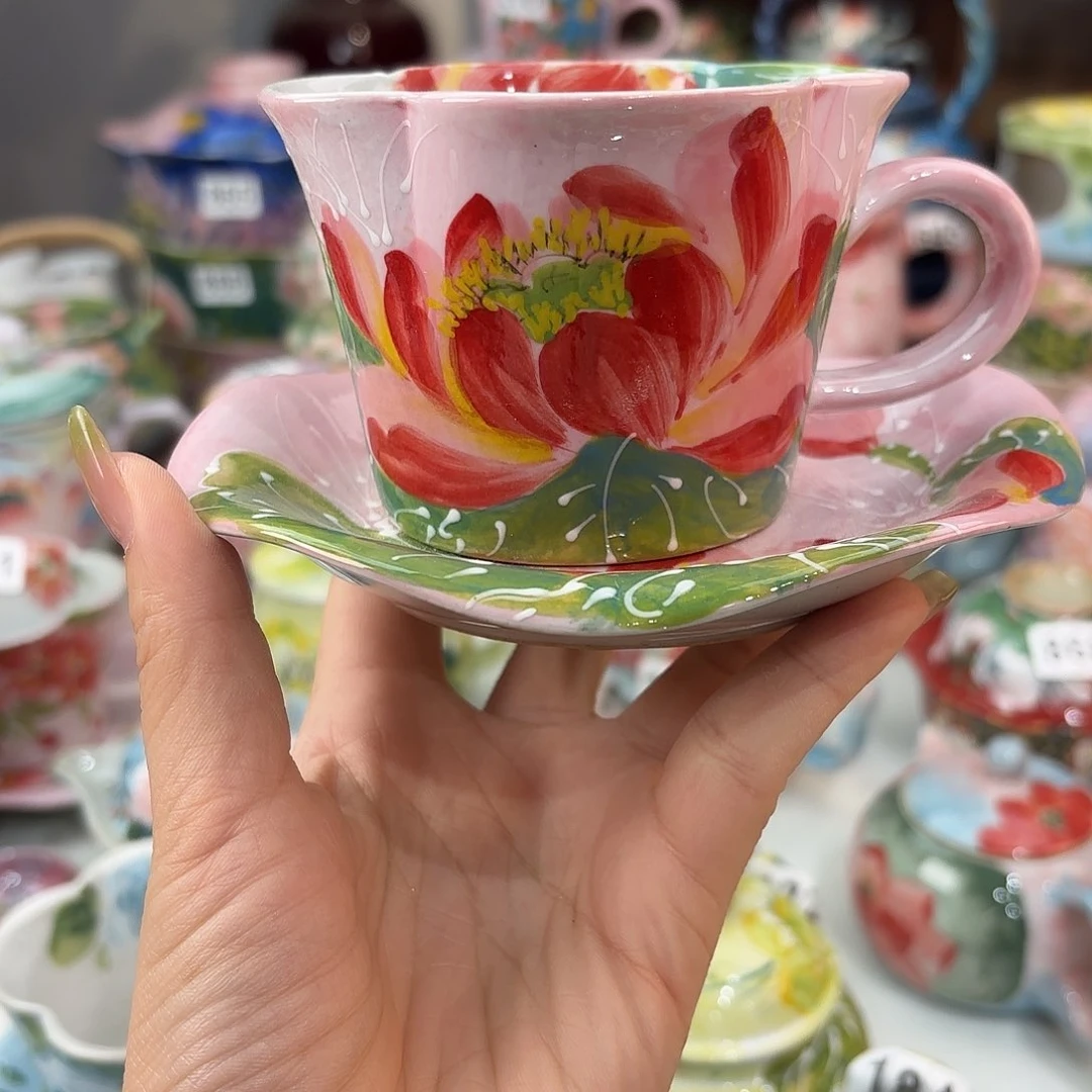 瓷片景德镇手绘高温釉下彩陶瓷茶具