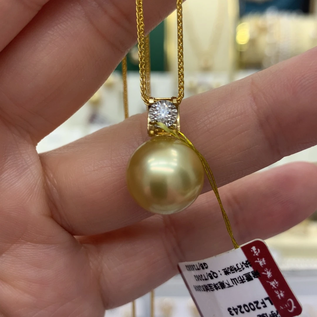 海水珍珠吊坠(不含链)18K金镶嵌钻 石12-13