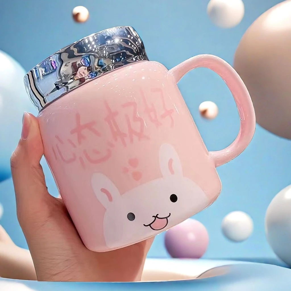 简约带盖镜面动物学生咖啡杯ins风情侣杯马克杯家用韩版创意可爱