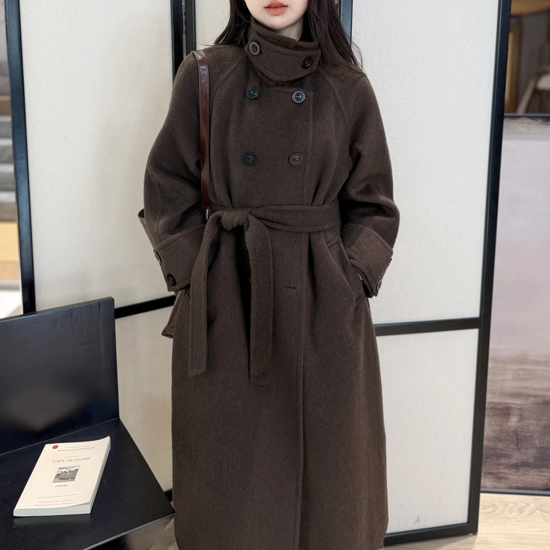 漫过山脊丨100牦牛绒丨宽松翻领长款双面牦牛毛绒毛呢大衣-MY6506