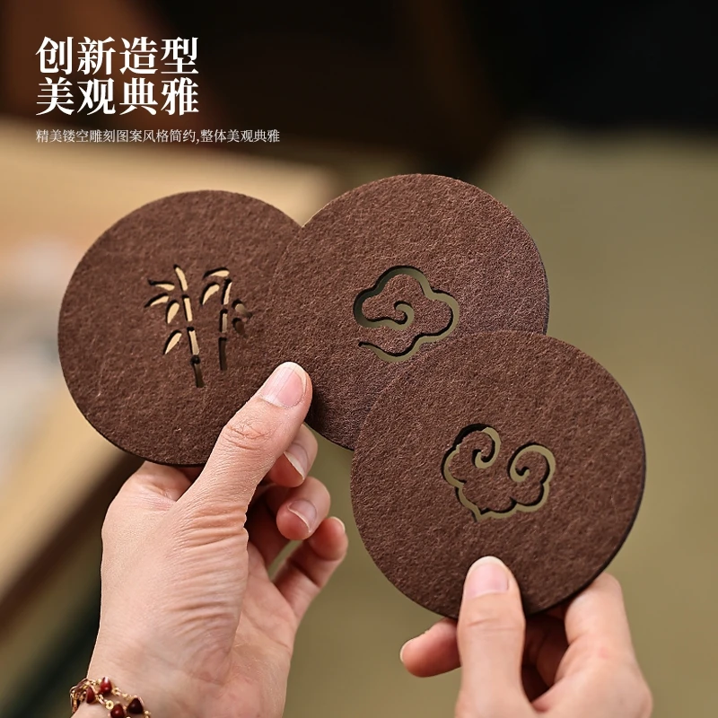 复古茶道杯垫办公毛毡隔热防烫杯垫吸水茶垫壶垫子家用丝瓜茶垫子