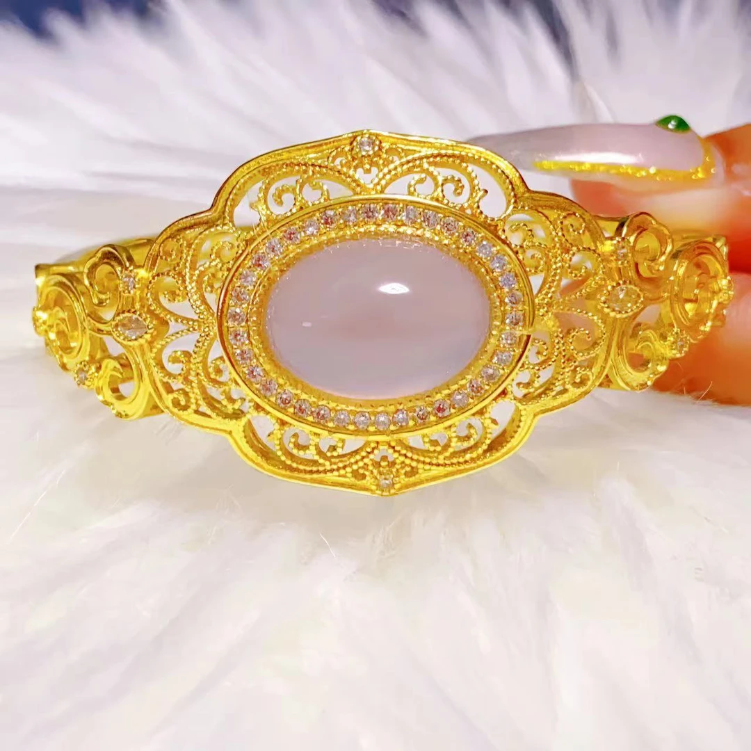 精致富贵女款适合送人紫手镯开口设计宫廷风保色掉色包换