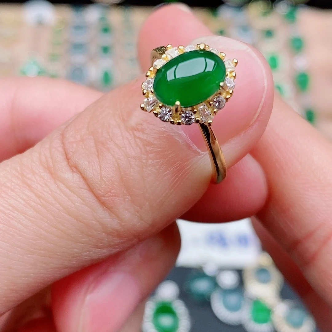 银S925镶嵌戒指翡翠