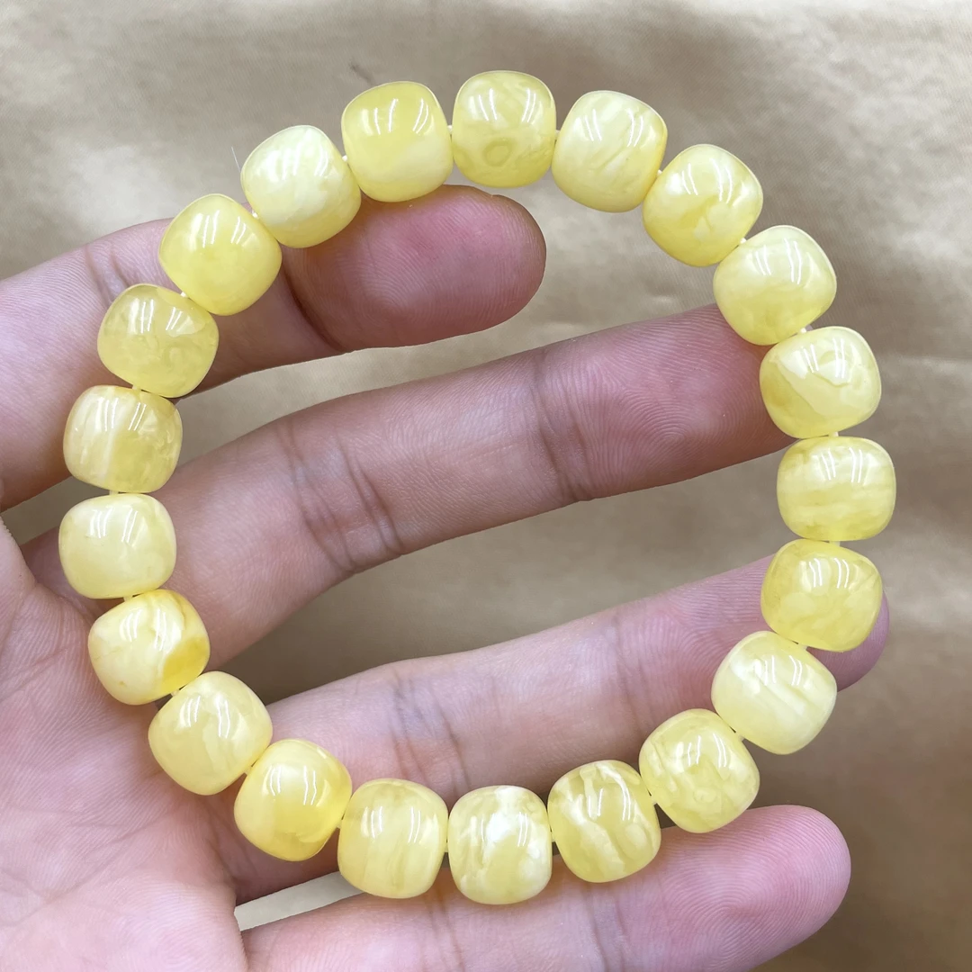 原矿蜜蜡老型手串同料满蜡妖白花妖孽精工老型黄金比例尺寸11×10