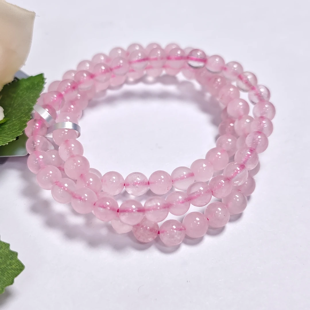 天然粉水晶单圈手链 多样性发一件 约6mm  FD2503032