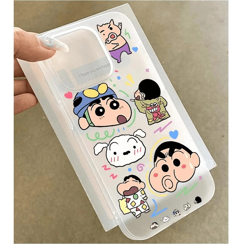 嘟嘴小新适用苹果16PROMAX手机壳iPhone15透明14大孔13软壳12潮11