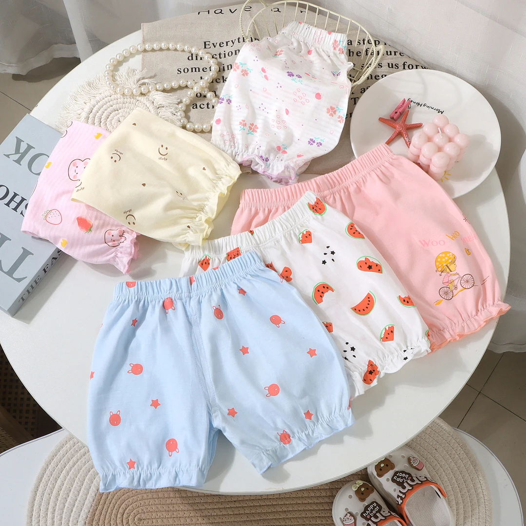 儿童纯棉灯笼裤婴幼儿外穿卡通大PP裤女宝沙滩花边短裤小童打底裤