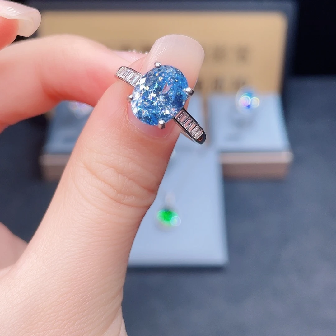 海蓝宝石戒圈银S925镶嵌